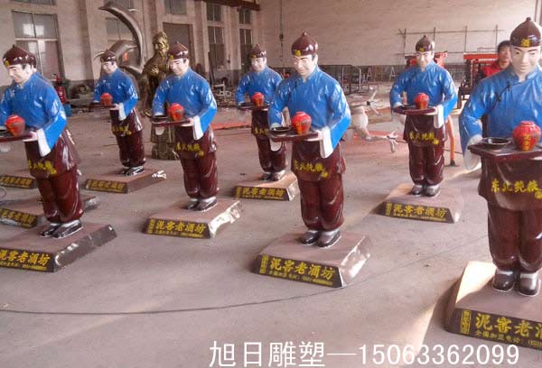 店小二人物形象玻璃鋼雕塑